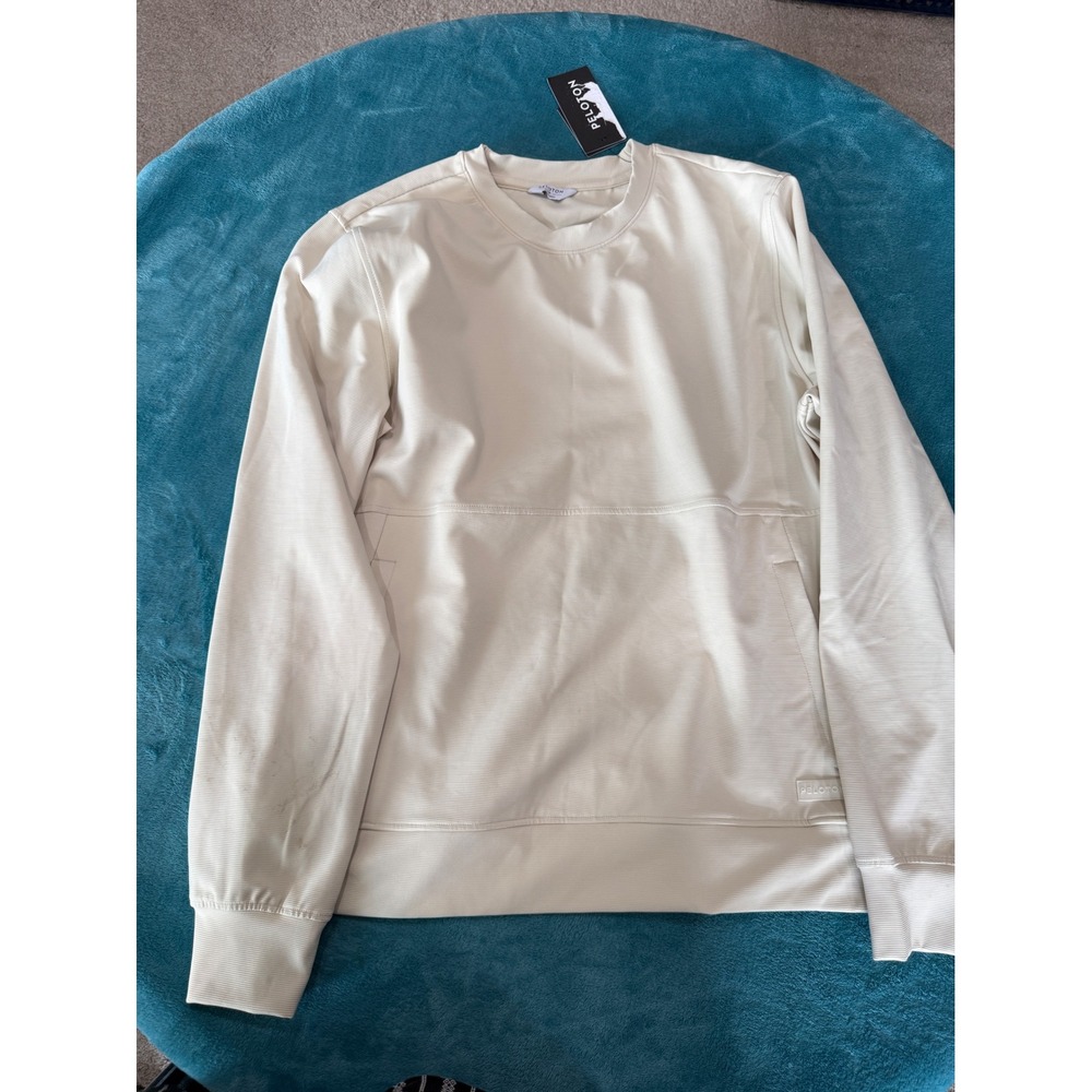 Peloton Mens Tech Ottoman Zip Pocket‎ Sweatshirt Cream Off-White MT00437-115 M